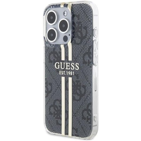 Guess iPhone 15 Pro Max Mobilskal Gold Stripes - Svart