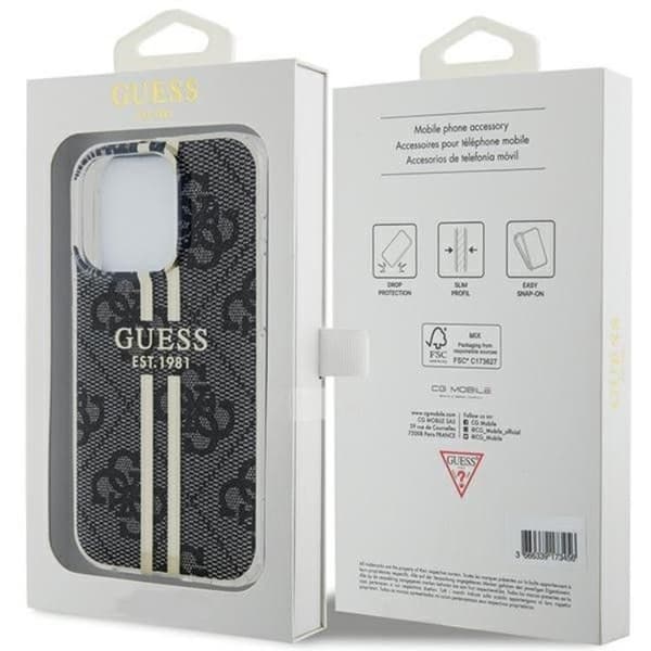 Guess iPhone 15 Pro Max Mobilskal Gold Stripes - Svart