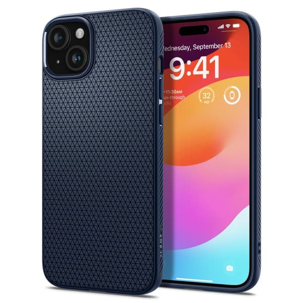 Spigen iPhone 15 Plus Mobilskal Liquid Air - Marinblå
