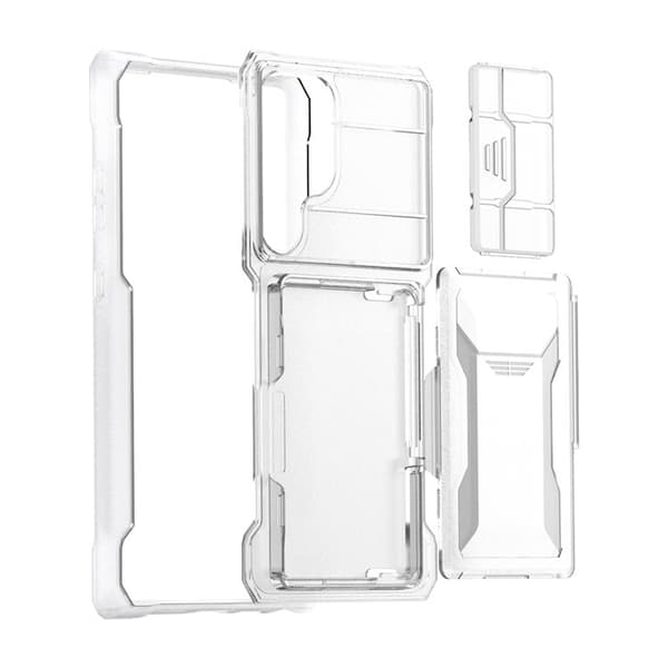 GKK Galaxy S24 Ultra Mobilskal Korthållare KickStand - Clear