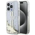 Miniatyrbild 1 av 6: Guess iPhone 15 Mobilskal Liquid Glitter Gold Stripes