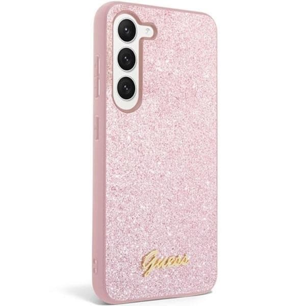 Guess Galaxy S24 Mobilskal Glitter Script - Rosa