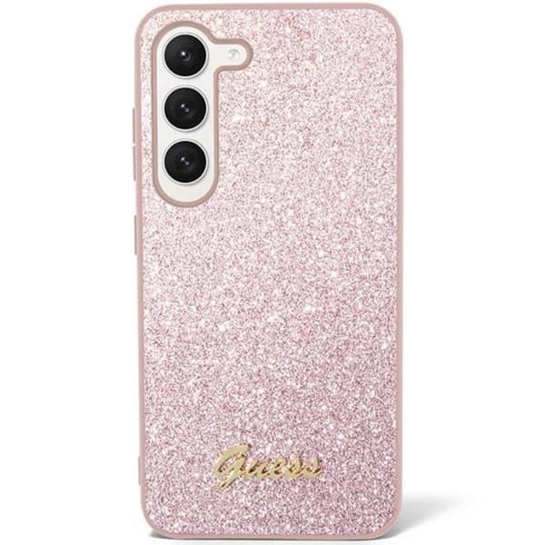 Guess Galaxy S24 Mobilskal Glitter Script - Rosa