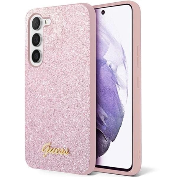Guess Galaxy S24 Mobilskal Glitter Script - Rosa
