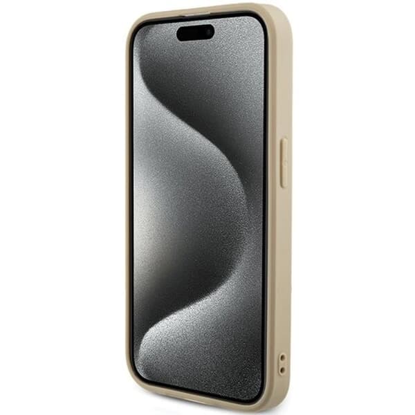 Guess iPhone 15 Pro Mobilskal Saffiano Iridescent Script - Guld
