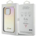 Miniatyrbild 8 av 8: Guess iPhone 15 Pro Mobilskal Saffiano Iridescent Script - Guld