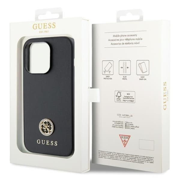 Guess iPhone 15 Pro Max Mobilskal Strass Metal Logo - Svart