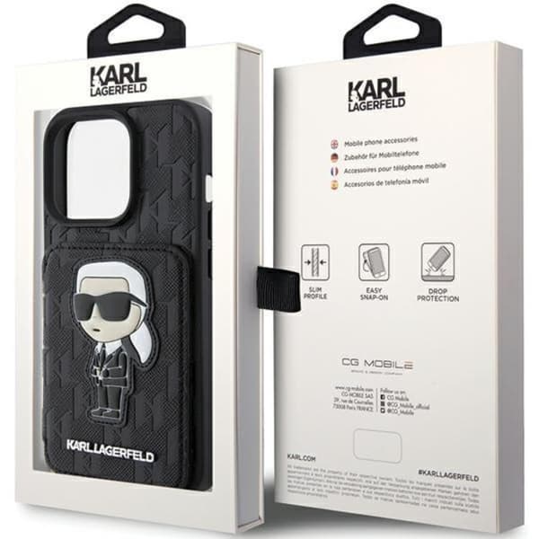 Karl Lagerfeld iPhone 15 Pro Mobilskal Korthållare Stativ