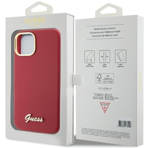 Guess iPhone 15 Mobilskal Silikon Script Metal Logo Frame
