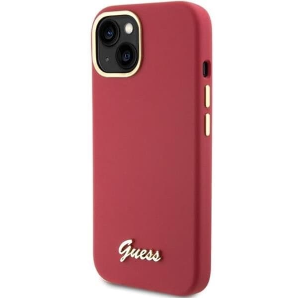 Guess iPhone 15 Mobilskal Silikon Script Metal Logo Frame