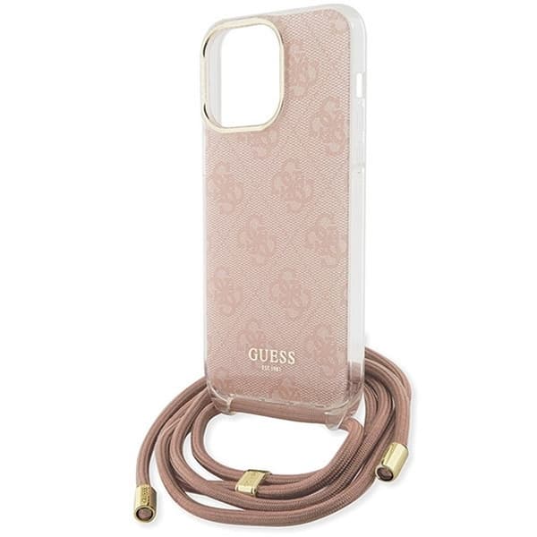 Guess iPhone 15 Pro Mobilhalsband Skal Print - Rosa