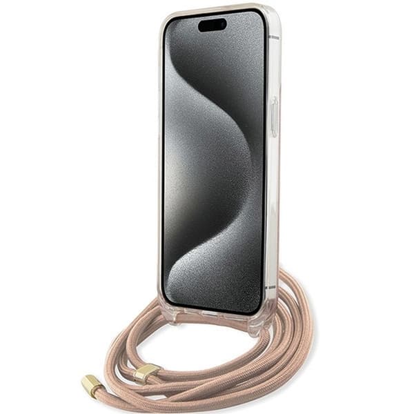 Guess iPhone 15 Pro Mobilhalsband Skal Print - Rosa