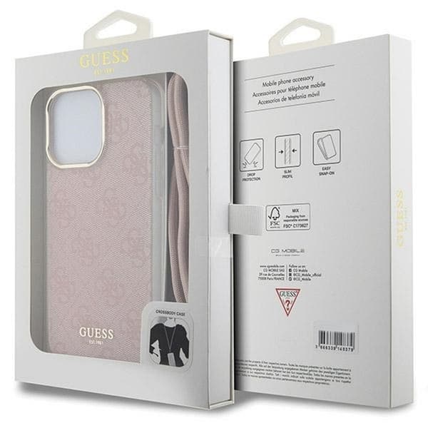 Guess iPhone 15 Pro Mobilhalsband Skal Print - Rosa