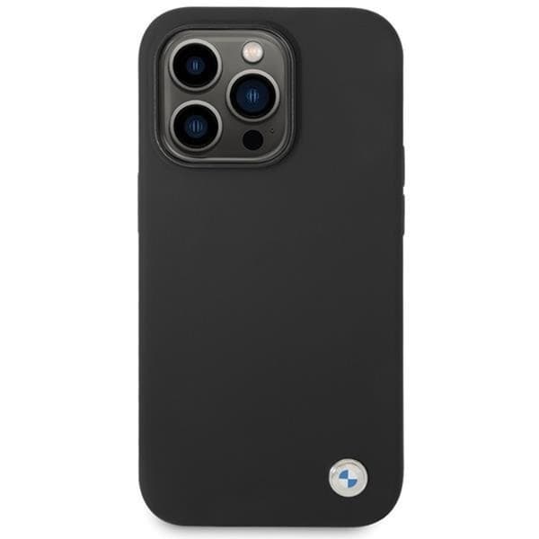 BMW iPhone 15 Pro Mobilskal Silikon Metal Logo - Svart