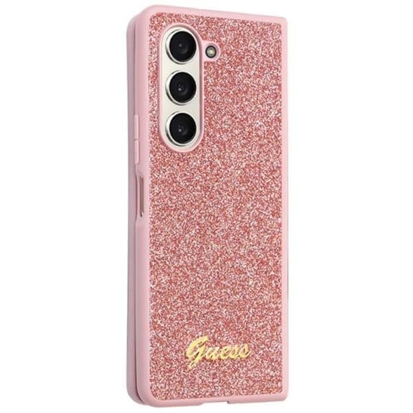 Guess Galaxy Z Fold 5 Mobilskal Läder Triangle Strass - Rosa