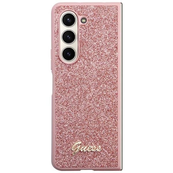 Guess Galaxy Z Fold 5 Mobilskal Läder Triangle Strass - Rosa