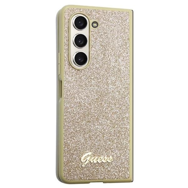 Guess Galaxy Z Fold 5 Mobilskal Läder Triangle Strass - Guld