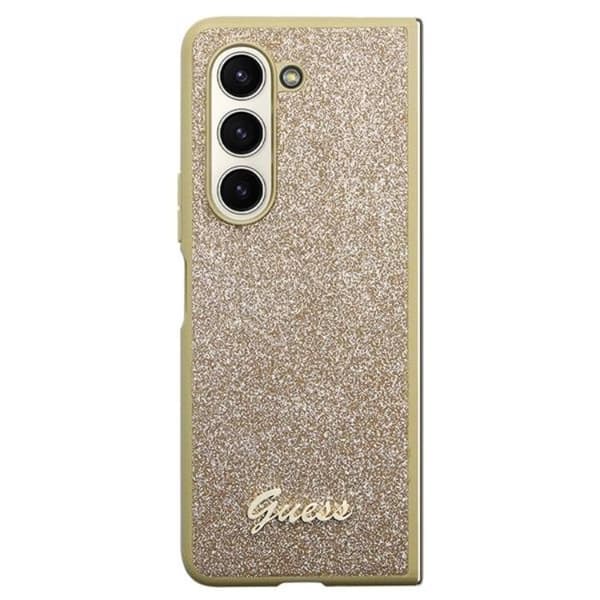 Guess Galaxy Z Fold 5 Mobilskal Läder Triangle Strass - Guld