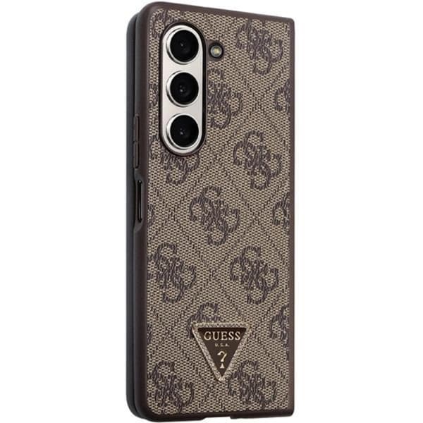 Guess Galaxy Z Fold 5 Mobilskal Läder 4G Diamond Triangle - Brun