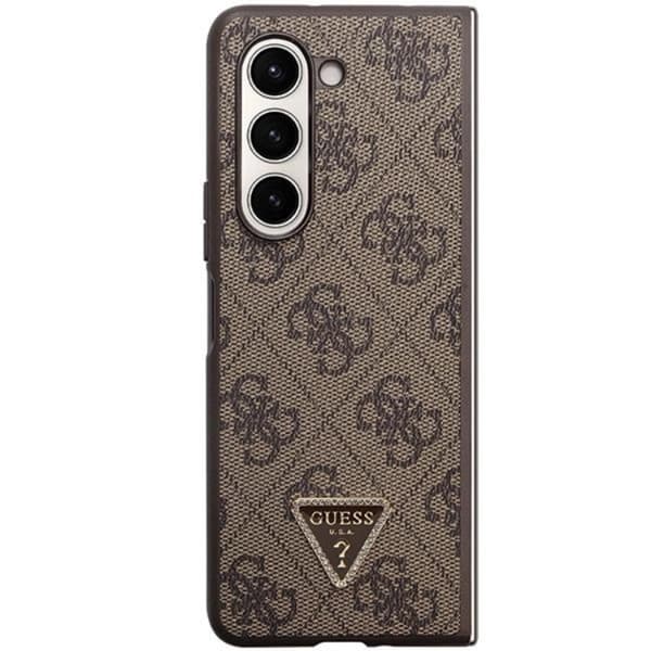 Guess Galaxy Z Fold 5 Mobilskal Läder 4G Diamond Triangle - Brun
