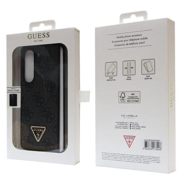 Guess Galaxy Z Fold 5 Mobilskal Läder 4G Diamond Triangle - Brun