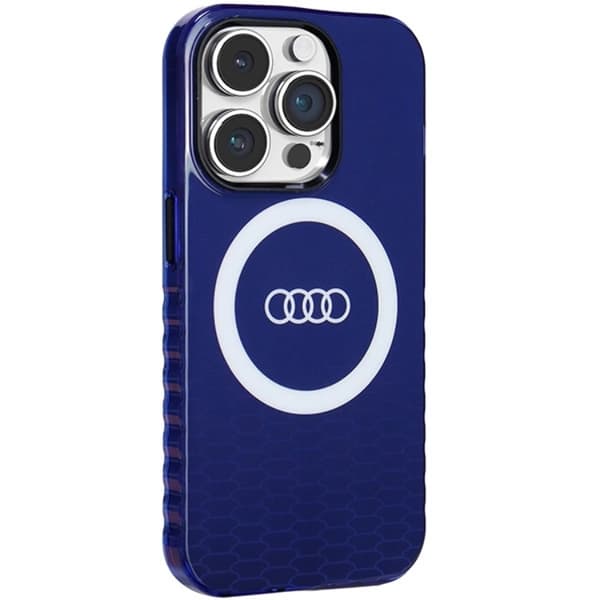 Audi iPhone 14 Pro Mobilskal Magsafe IML Big Logo - Blå