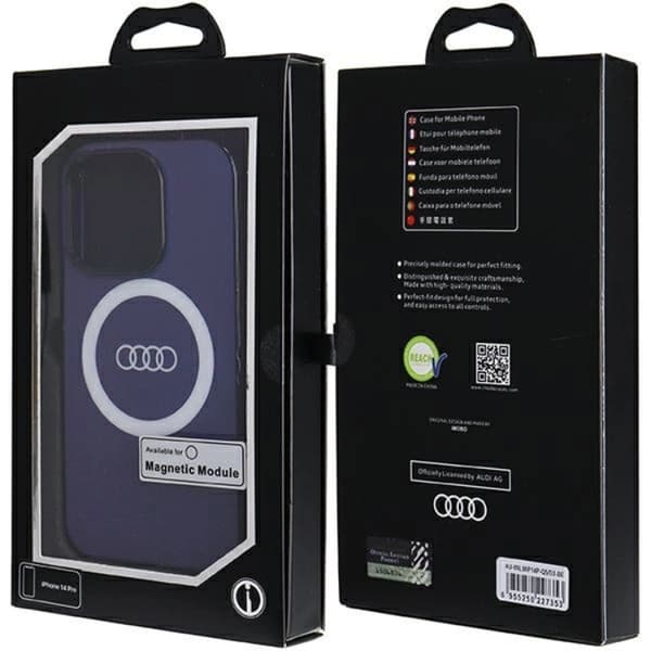 Audi iPhone 14 Pro Mobilskal Magsafe IML Big Logo - Blå