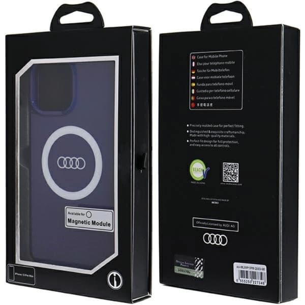 Audi iPhone 13 Pro Max Mobilskal Magsafe IML Big Logo - Blå