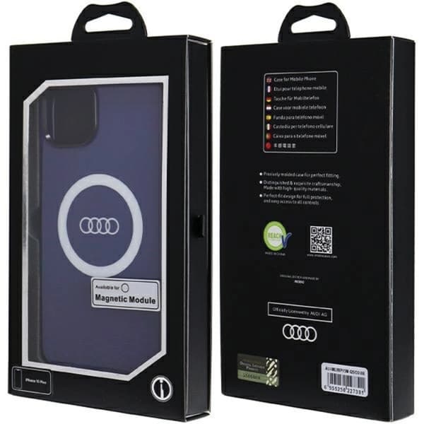 Audi iPhone 15/14 Plus Mobilskal Magsafe IML Big Logo - Blå