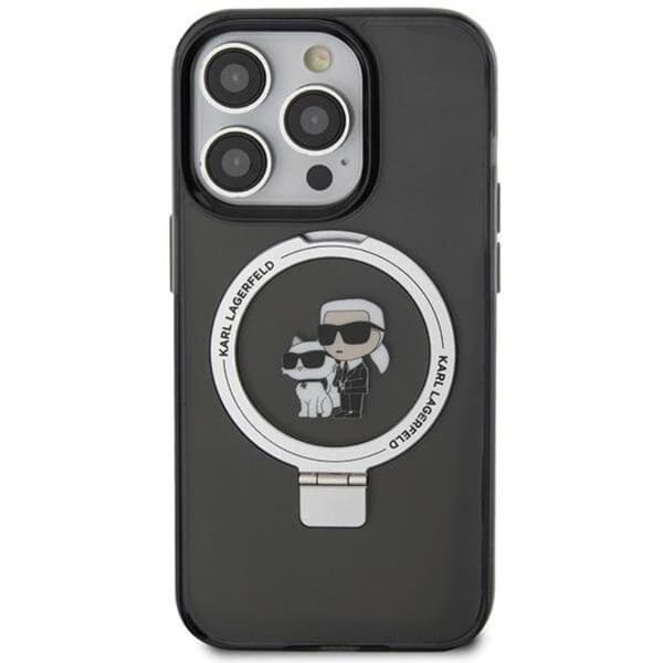 KARL LAGERFELD iPhone 15 Mobilskal MagSafe Ringställ - Svart