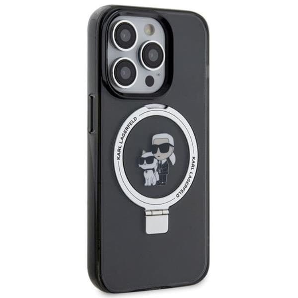 KARL LAGERFELD iPhone 15 Mobilskal MagSafe Ringställ - Svart