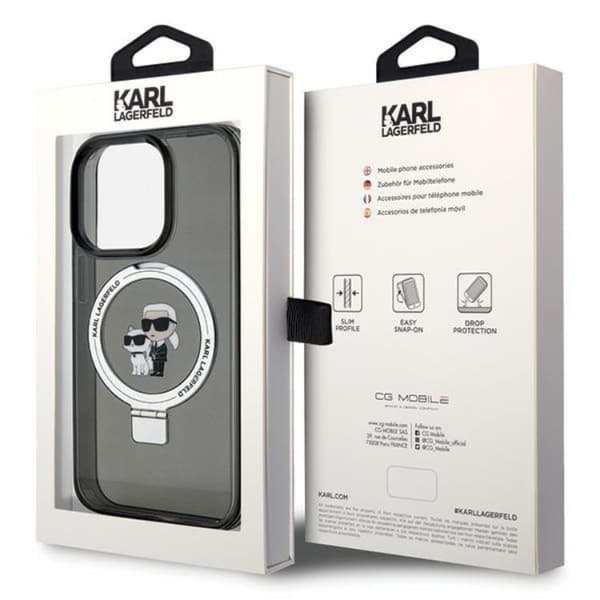 KARL LAGERFELD iPhone 15 Mobilskal MagSafe Ringställ - Svart