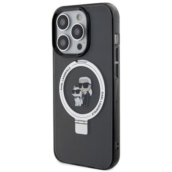 KARL LAGERFELD iPhone 15 Mobilskal MagSafe Ringställ - Svart