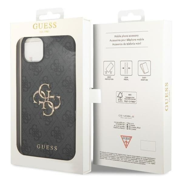Guess iPhone 15 Plus Mobilskal Big Metall Logo - Grå