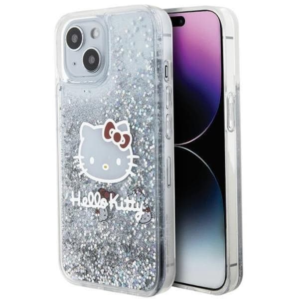 Hello Kitty iPhone 15 Mobilskal Liquid Glitter Charms