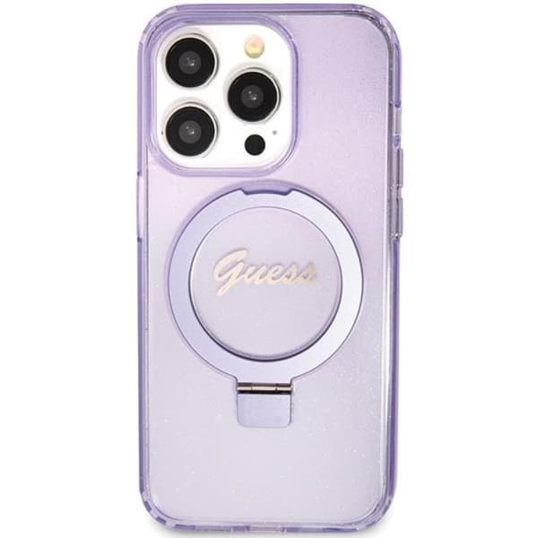 Guess iPhone 15 Pro Mobilskal Magsafe Ringställ Script Glitter