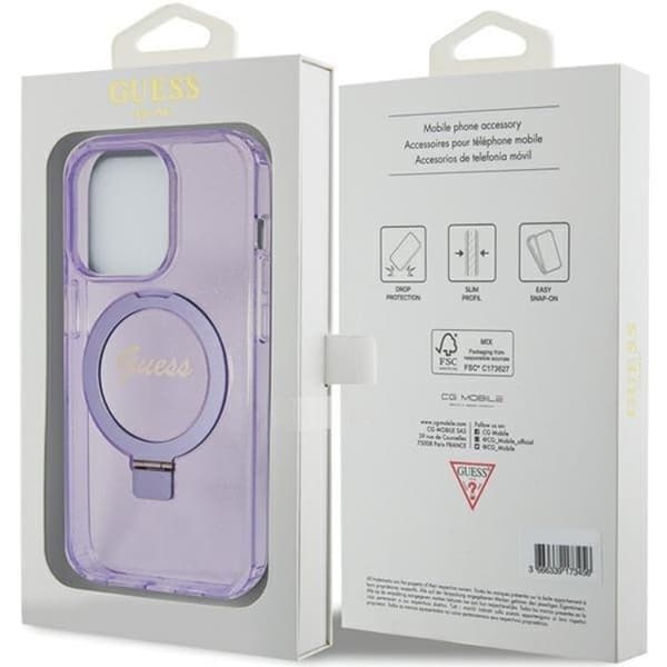 Guess iPhone 15 Pro Mobilskal Magsafe Ringställ Script Glitter