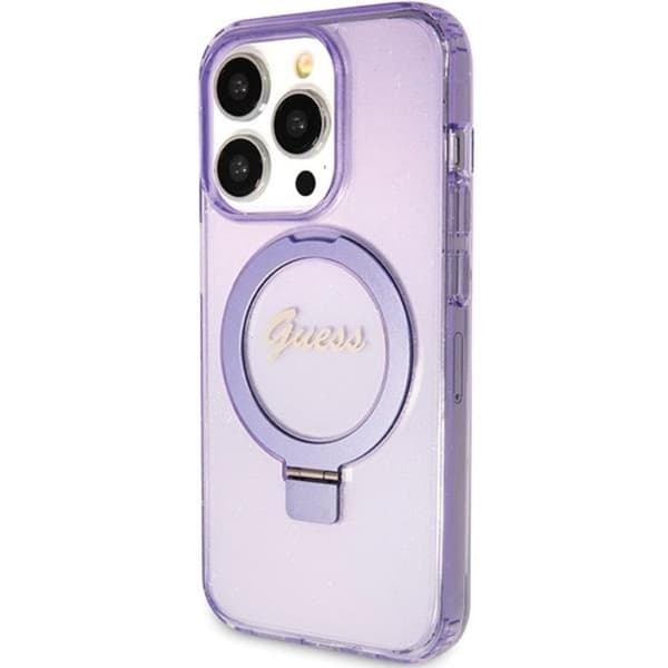 Guess iPhone 15 Pro Mobilskal Magsafe Ringställ Script Glitter