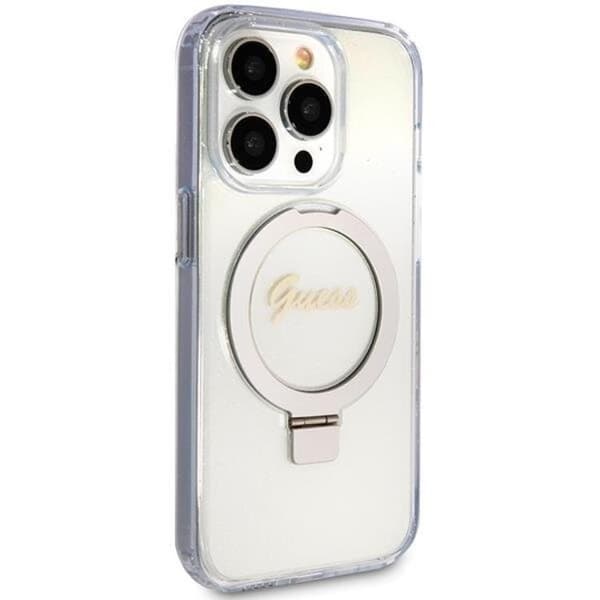 Guess iPhone 15 Pro Mobilskal Magsafe Ringställ Script Glitter