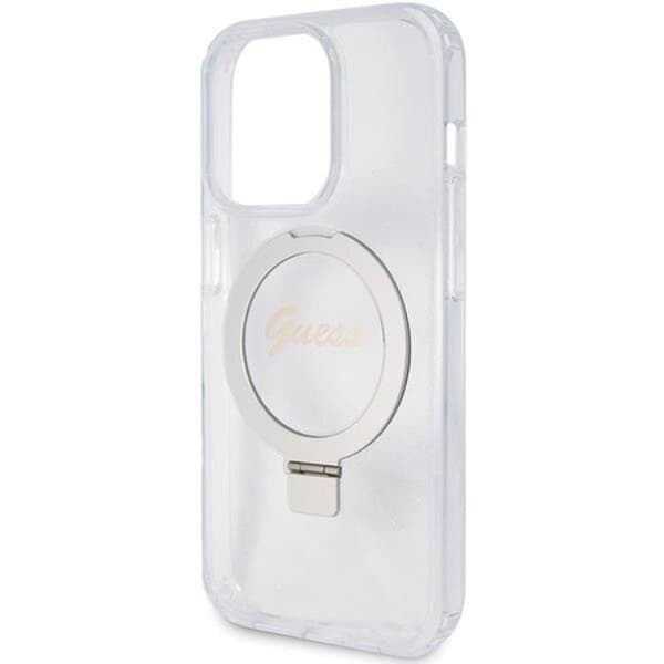 Guess iPhone 15 Pro Mobilskal Magsafe Ringställ Script Glitter