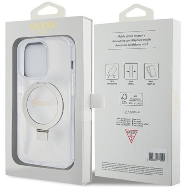 Guess iPhone 15 Pro Mobilskal Magsafe Ringställ Script Glitter
