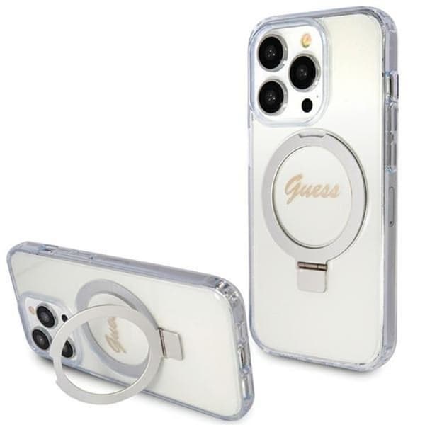 Guess iPhone 15 Pro Mobilskal Magsafe Ringställ Script Glitter