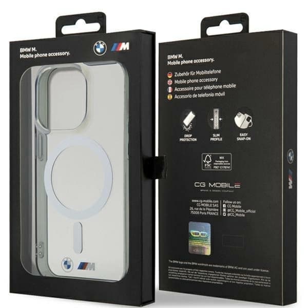 BMW iPhone 15 Pro Max Mobilskal Magsafe Silver Ring - Clear