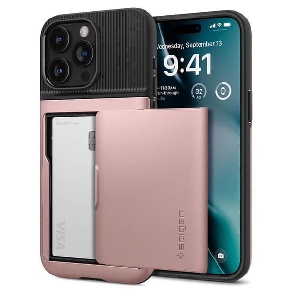 Spigen iPhone 15 Pro Mobilskal Slim Armor CS - Rosa