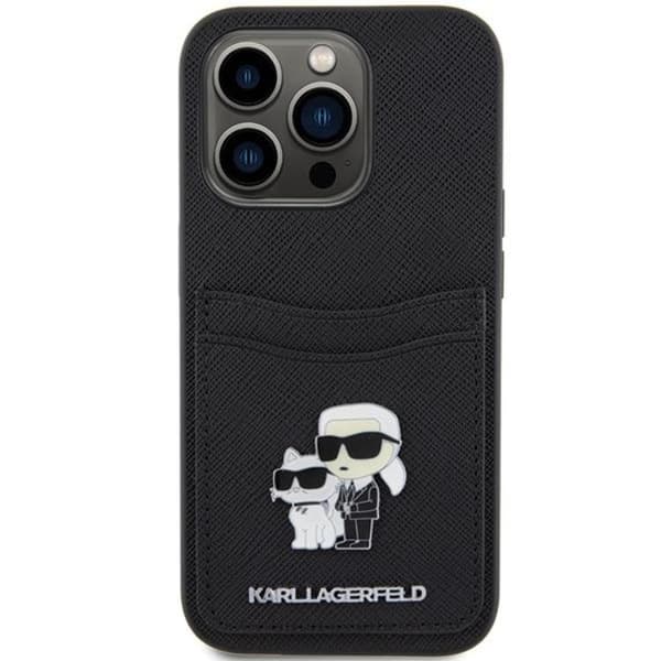 Karl Lagerfeld iPhone 15 Pro Mobilskal Korthållare Metal Logo