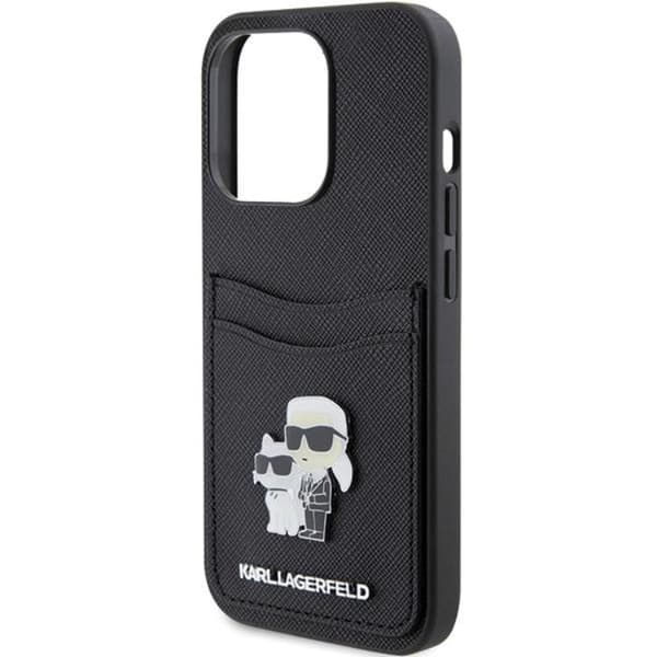 Karl Lagerfeld iPhone 15 Pro Mobilskal Korthållare Metal Logo