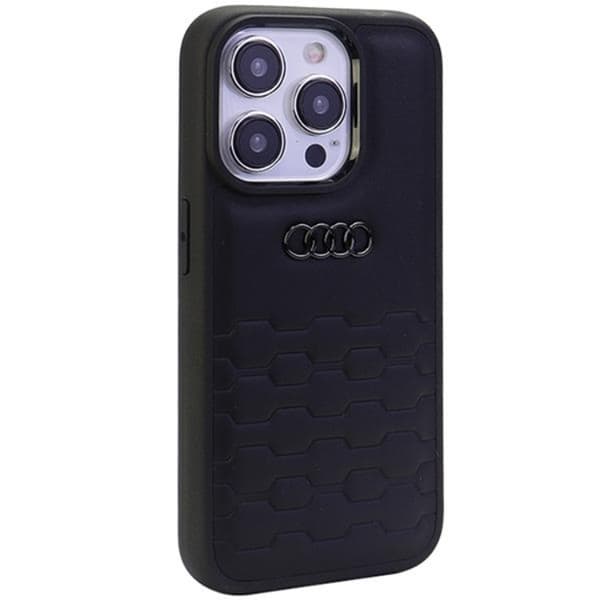 Audi iPhone 15 Pro Max Mobilskal Syntetiskt Läder - Svart