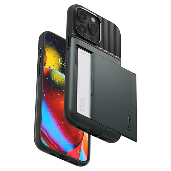 Spigen iPhone 15 Pro Mobilskal Slim Armor CS - Grön