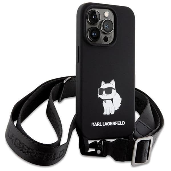 Karl Lagerfeld iPhone 15 Mobilskal Crossbody Silikon Choupette