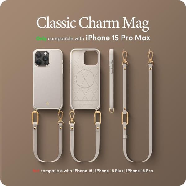 Spigen iPhone 15 Pro Mobilhalsband Skal Magsafe Cyrill - Cream